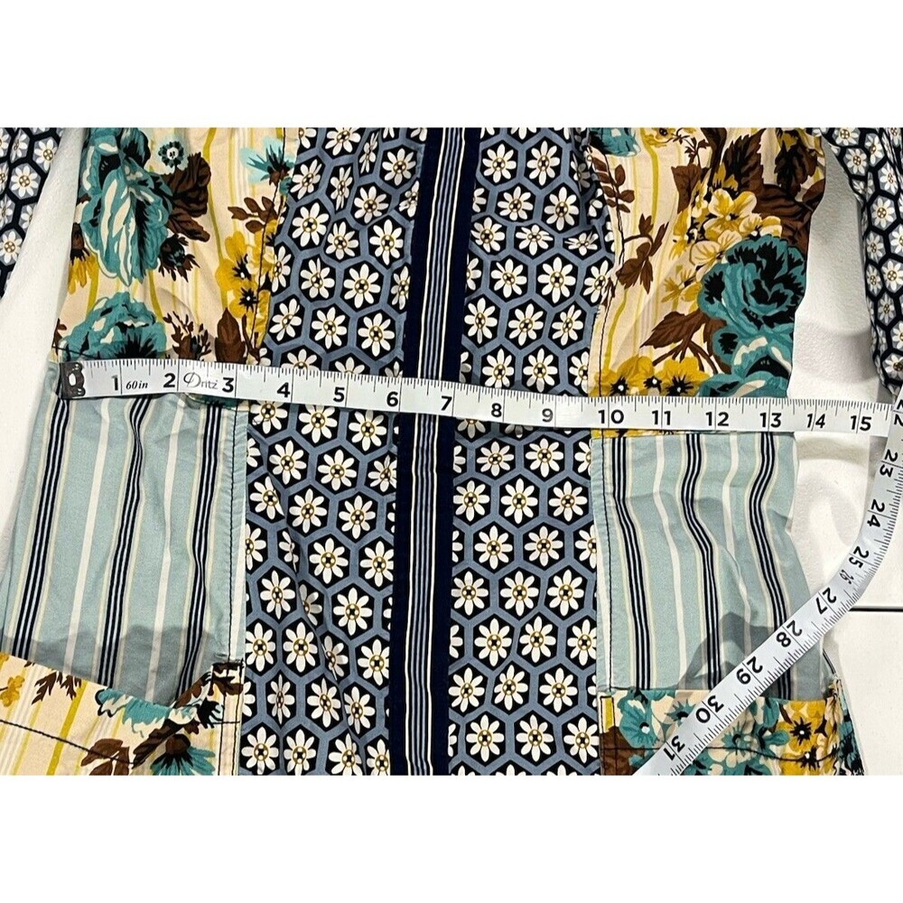 Maeve Anthropologie Buttondown Mini Dress Long Sleeve Pockets Sz 2 Floral Preppy - Picture 7 of 16